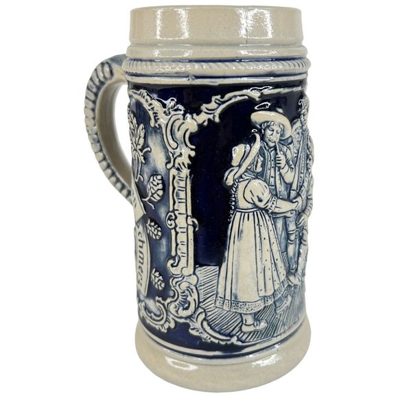 Vintage Alt Grenzau Beer Stein Pottery Cobalt Blue Salt Glaze Made West Germany - Picture 9 of 12